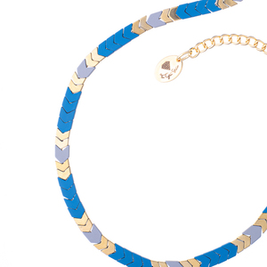 Κολιέ με Αιματίτη σε σχήμα Βέλη - Κυανό Μπλε | The Gem Stories Jewelry - ημιπολύτιμες πέτρες, επιχρυσωμένα, κοντά, ατσάλι - 2