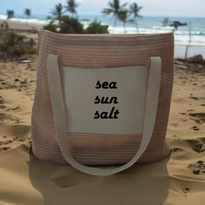 ΤΣΑΝΤΑ ΘΑΛΑΣΣΗΣ "SEA SUN SALT" - ύφασμα, ώμου, ψάθα, μεγάλες, θαλάσσης