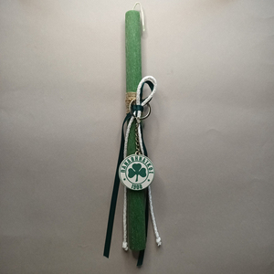 Λαμπάδα αρωματική σε πράσινο χρώμα με μπρελόκ ΠΑΝΑΘΗΝΑΪΚΟΣ _σχ.1 - λαμπάδες, σπορ και ομάδες, μπρελοκ κλειδιών - 2