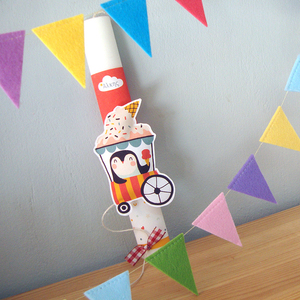 Λαμπάδα "Πιγκουίνος με παγωτό" με όνομα παιδιού 30εκ. - κορίτσι, λαμπάδες, για παιδιά, πρώτο Πάσχα - 5