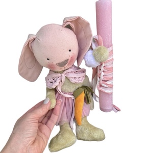 Αρωματική Λαμπάδα κουνελάκι, ροζ-παστέλ - κορίτσι, μπαλαρίνες, για παιδιά, κουνελάκι, για μωρά - 4