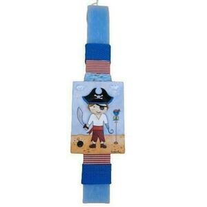 "Pirate captain" Λαμπάδα Γαλάζια Αρωματική Πλακέ Ξυστή 30x3.5cm - αγόρι, λαμπάδες, για παιδιά