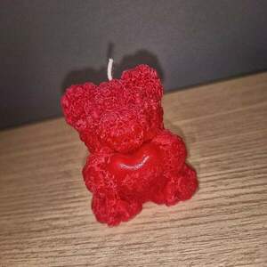 Τριανταφυλλένιο αρκουδάκι με καρδιά - αρωματικά κεριά