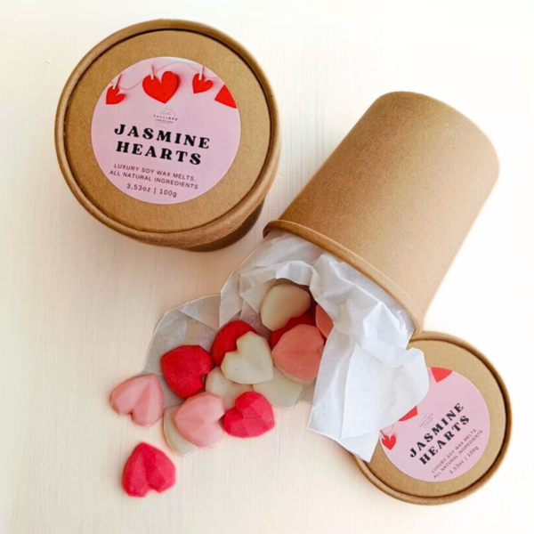 Wax melt box καρδιές με άρωμα γιασεμί 'Jasmine Hearts' 100g 100% κερί σόγιας - κερί σόγιας, αρωματικά χώρου, 100% φυτικό, soy candle, soy wax