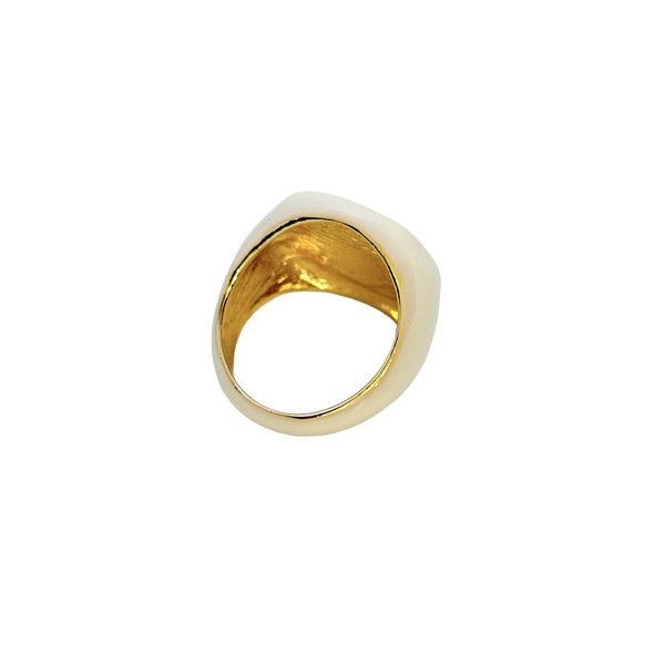 Δαχτυλίδι επιχρυσωμένο με σμάλτο σε λευκό χρώμα. - επιχρυσωμένα, σμάλτος, ατσάλι, σταθερά - 4