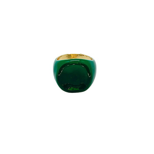 Δαχτυλίδι επιχρυσωμένο με σμάλτο σε πράσινο χρώμα. - επιχρυσωμένα, σμάλτος, ατσάλι, σταθερά