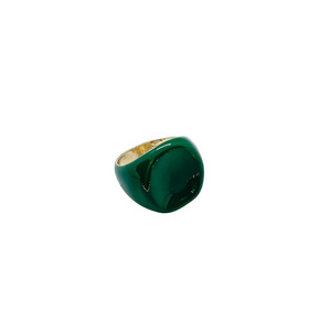 Δαχτυλίδι επιχρυσωμένο με σμάλτο σε πράσινο χρώμα. - επιχρυσωμένα, σμάλτος, ατσάλι, σταθερά - 2