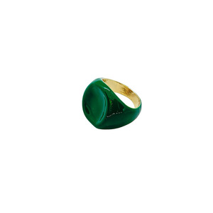 Δαχτυλίδι επιχρυσωμένο με σμάλτο σε πράσινο χρώμα. - επιχρυσωμένα, σμάλτος, ατσάλι, σταθερά - 3