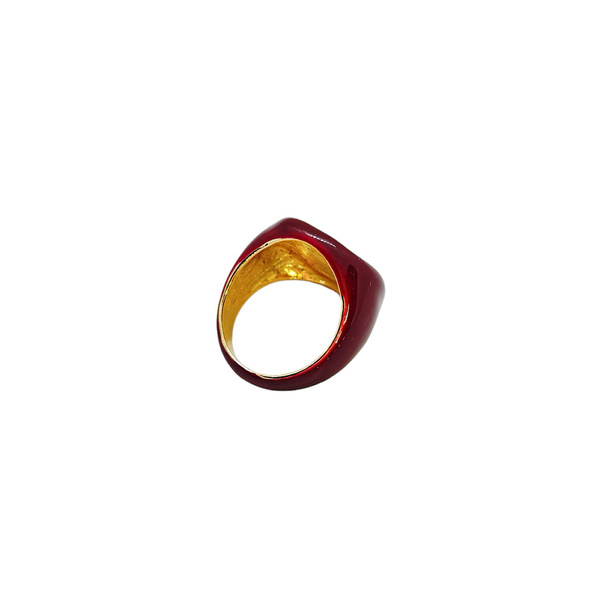 Δαχτυλίδι επιχρυσωμένο με σμάλτο σε κόκκινο χρώμα. - επιχρυσωμένα, σμάλτος, ατσάλι, σταθερά - 2