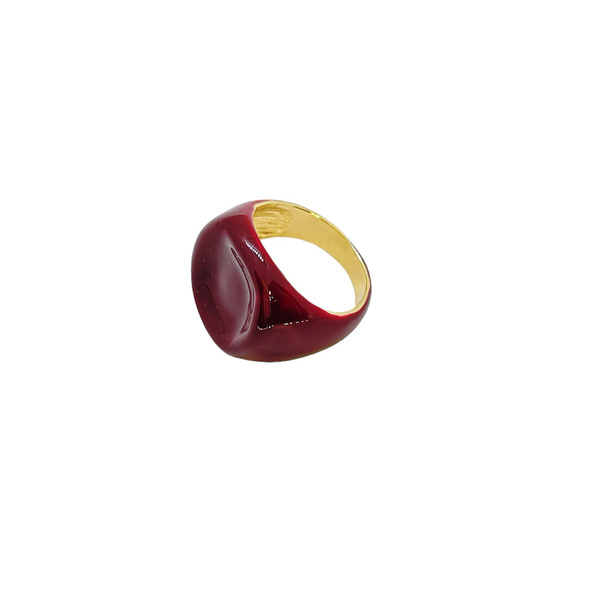 Δαχτυλίδι επιχρυσωμένο με σμάλτο σε κόκκινο χρώμα. - επιχρυσωμένα, σμάλτος, ατσάλι, σταθερά - 3