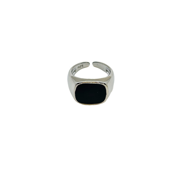 Δαχτυλίδι ασήμι 925 με μαύρη πέτρα. - ημιπολύτιμες πέτρες, ασήμι 925, αυξομειούμενα
