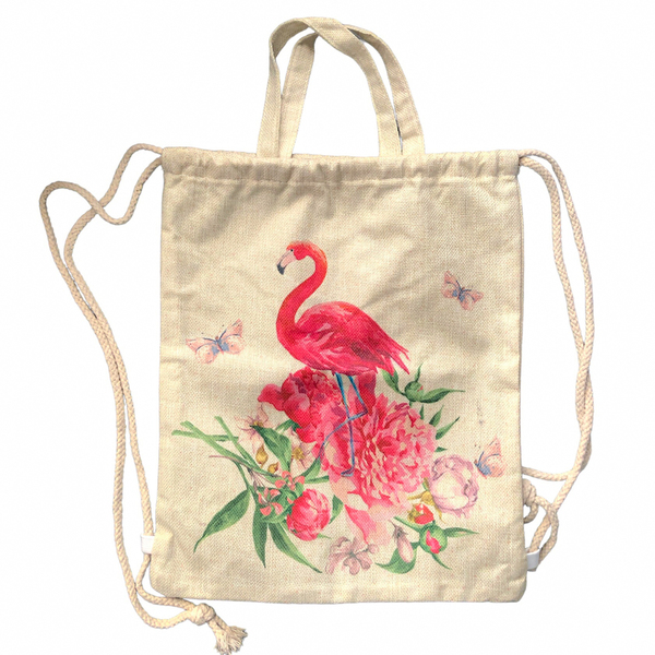 Ροζ λαμπάδα «φλαμίνγκο» με λινή τσάντα . - Διαστάσεις λαμπάδας: 26*4,5*1,7 εκ. - κορίτσι, λαμπάδες, σετ, flamingos, για παιδιά - 3