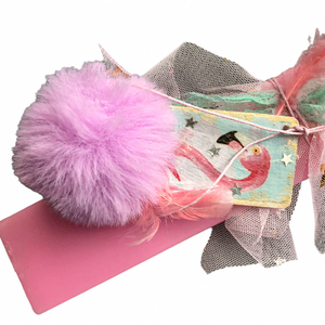 Ροζ λαμπάδα «φλαμίνγκο» με λινή τσάντα . - Διαστάσεις λαμπάδας: 26*4,5*1,7 εκ. - κορίτσι, λαμπάδες, σετ, flamingos, για παιδιά - 5