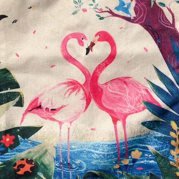 Βεραμάν λαμπάδα «φλαμίνγκο» με λινή τσάντα . - Διαστάσεις λαμπάδας: 26*4,5*1,7 εκ. - κορίτσι, λαμπάδες, σετ, flamingos, για παιδιά - 4