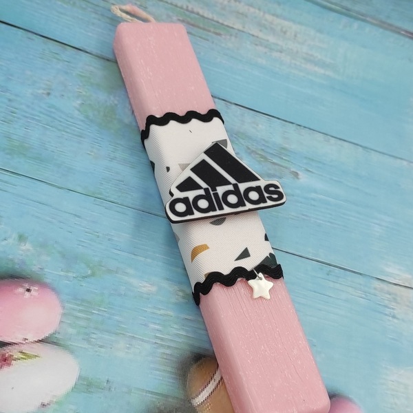 Αρωματική Ροζ Πλακέ Λαμπάδα με ξύλινο μαγνητάκι τύπου Adidas - κορίτσι, λαμπάδες, αρωματικές λαμπάδες, για εφήβους - 4