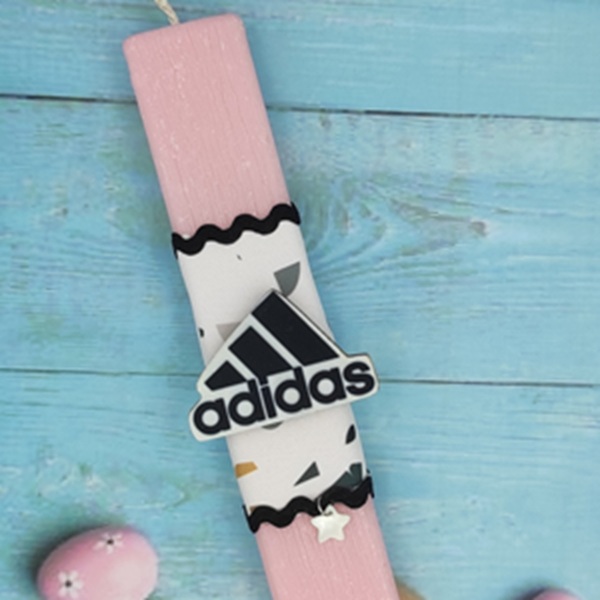 Αρωματική Ροζ Πλακέ Λαμπάδα με ξύλινο μαγνητάκι τύπου Adidas - κορίτσι, λαμπάδες, αρωματικές λαμπάδες, για εφήβους - 5