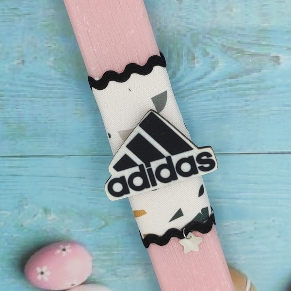Αρωματική Ροζ Πλακέ Λαμπάδα με ξύλινο μαγνητάκι τύπου Adidas - κορίτσι, λαμπάδες, αρωματικές λαμπάδες, για εφήβους - 3