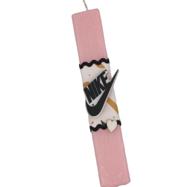 Αρωματική Ροζ Πλακέ Λαμπάδα με ξύλινο μαγνητάκι τύπου Nike - κορίτσι, λαμπάδες, αρωματικές λαμπάδες, για εφήβους