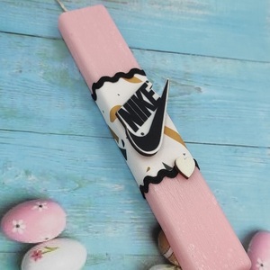 Αρωματική Ροζ Πλακέ Λαμπάδα με ξύλινο μαγνητάκι τύπου Nike - κορίτσι, λαμπάδες, αρωματικές λαμπάδες, για εφήβους - 4