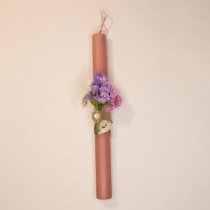 Πασχαλινή λαμπάδα με λουλούδια (αμάραντα) - κορίτσι, λουλούδια, λαμπάδες, για ενήλικες, για εφήβους