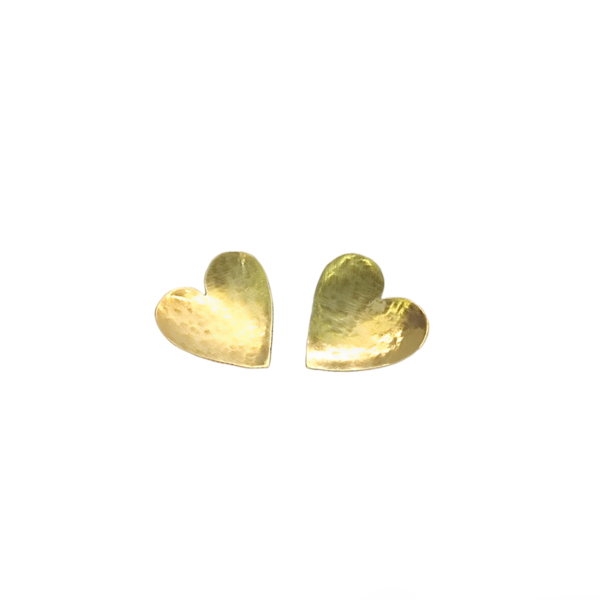Σκουλαρίκια χειροποίητα σχέδιο καρδιά καρφωτά - ασήμι, ορείχαλκος, μικρά
