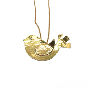 Κολιέ χειροποίητο σχέδιο πουλί σε χρυσό - ορείχαλκος, κοντά, ατσάλι