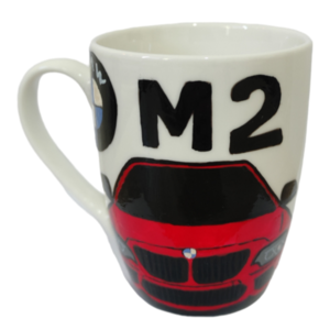 Κούπα πορσελάνης με χειροποίητο σχέδιο "BMW M2" ζωγραφισμένο με πινελο - χειροποίητα, πορσελάνη, κούπες & φλυτζάνια, πρακτικό δωρο - 2