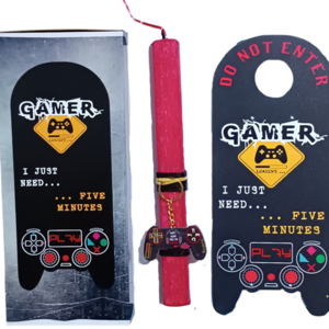 Πασχαλινή λαμπάδα set GAMER με μπρελόκ κονσόλα και door tag (ντορ ταγκ) - αγόρι, λαμπάδες, για παιδιά, για εφήβους, games