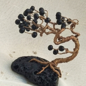Μπονσάι συρμάτινο δεντράκι με πέτρα από ηφαιστειακή λαβα - πέτρα, μέταλλο, διακοσμητικά - 2