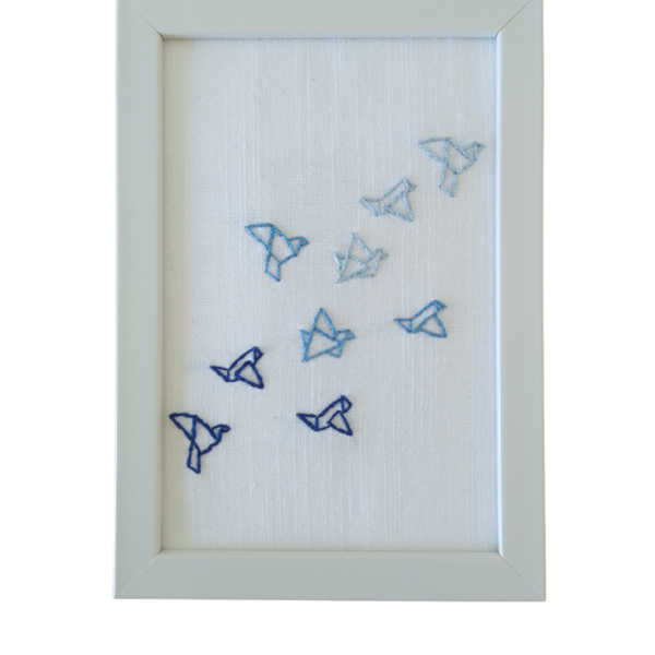 Κορνίζα με κέντημα origami colibri - τελάρα κεντήματος
