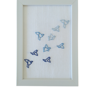Κορνίζα με κέντημα origami colibri - τελάρα κεντήματος