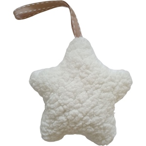 Αξεσουάρ πιπίλας sherpa λευκό γουνάκι, "Αστεράκι", 15cm * 12cm - αστέρι, κλιπ πιπίλας