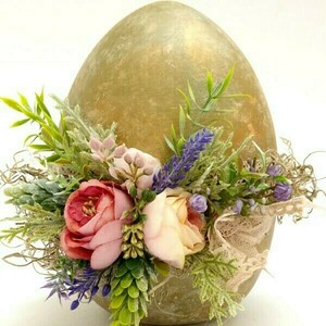 Κεραμικό διακοσμητικό ανοιγόμενο αυγό σε πράσινο-χρυσό 20x18x16 - λουλούδια, αυγό, διακοσμητικά - 2