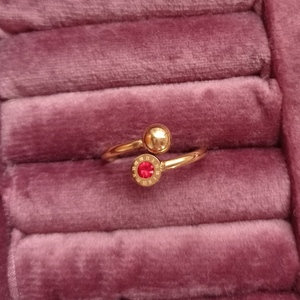 Δαχτυλίδι ατσάλι "red passion" μέγεθος 7 - επιχρυσωμένα, γεωμετρικά σχέδια, ατσάλι, boho, σταθερά - 3