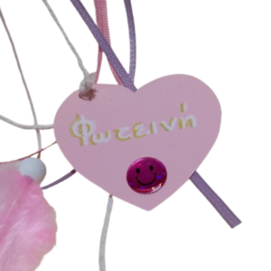 Προσωποποιημένη λαμπάδα πλακέ ροζ (28 χ 3 εκ. ) με ξύλινο στεφάνι με κύκνο ( 10 εκ. ) και όνομα - κορίτσι, λαμπάδες, για παιδιά, για μωρά, προσωποποιημένα - 4