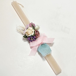 Λαμπάδα πλακέ αρωματική με λουλούδια - κορίτσι, λουλούδια, λαμπάδες, χειροποίητα, για ενήλικες - 5