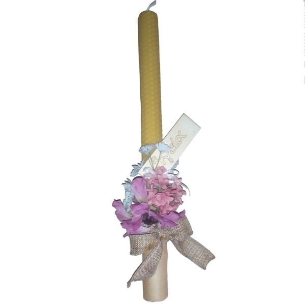 Λαμπάδα κηρήθρα με λουλούδια 30 cm - γυναικεία, κορίτσι, λουλούδια, λαμπάδες, για εφήβους - 3