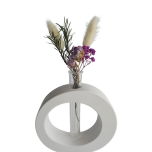 Oval vase - Χειροποίητο βάζο σε λευκό χρώμα - βάζα & μπολ, σπίτι, γύψος, γενική διακόσμηση