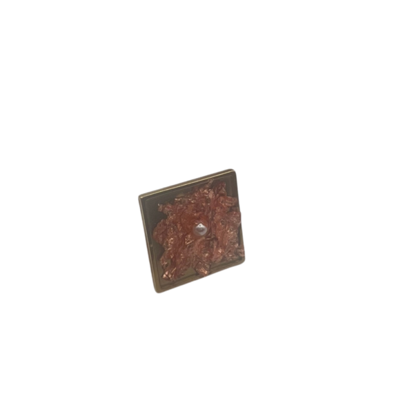 Τετραγωνο δαχτυλιδι απο ανοξειδωτο χαλυβα(ατσαλι) με λεπτομερειες φυλλα χρυσου κια περλα, ρυθμιζομενο, 25mm/0.984in - επάργυρα, γεωμετρικά σχέδια, ατσάλι, αυξομειούμενα