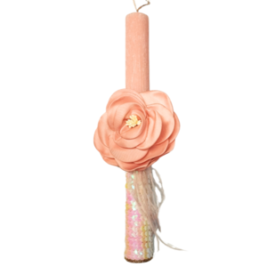 Λαμπάδα στολισμένη με ροζ τριαντάφυλλο - κορίτσι, λουλούδια, λαμπάδες, για ενήλικες, για εφήβους - 2
