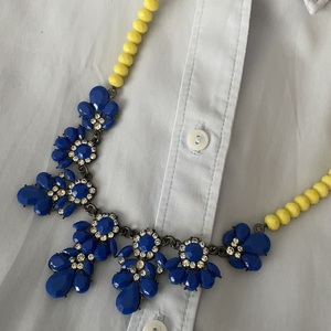 Statement necklace royal blue - χάντρες, κοντά