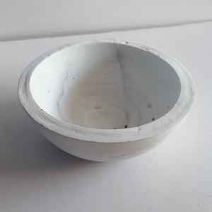 Διακοσμητικό μπολ τσιμεντένιο λευκό εφέ μαρμάρου 6εκΧ13,5εκ - βάζα & μπολ, τσιμέντο, διακόσμηση σαλονιού - 5