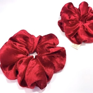 Scrunchies 2 τμχ, μεγάλο μέγεθος , χρώμα κόκκινο! - ύφασμα, λαστιχάκια μαλλιών