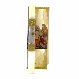 Πασχαλινή Λαμπάδα Decoupage Με Την Παναγία Ένθρονη 35cm - λαμπάδες, για παιδιά, για ενήλικες, για εφήβους