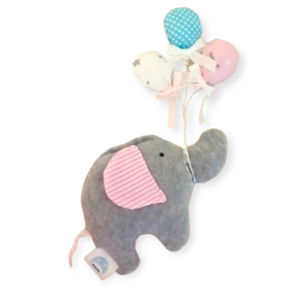 Χειροποίητη ροζ λαμπάδα/Δώρο: ένα υφασμάτινο παιχνίδι ελεφαντάκι/20εκ. - κορίτσι, λαμπάδες, πρώτο Πάσχα, ζωάκια, για μωρά - 2