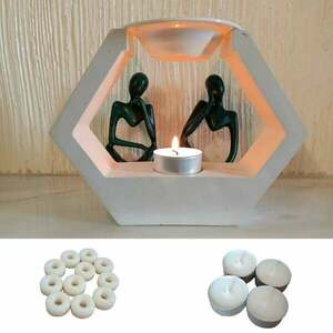 ΠΑΣΧΑΛΙΝΗ ΠΡΟΣΦΟΡΑ Wax Melter Καυστήρας/ Χειροποίητος κεραμικός αρωματιστής~ 595 gr+4 λευκά ρεσώ+50 gr λευκά wax melts donuts - αρωματικά κεριά - 2