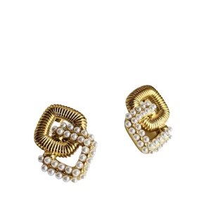 “Brigitte” σκουλαρίκια χρυσα από ατσάλι - επιχρυσωμένα, ατσάλι, πέρλες