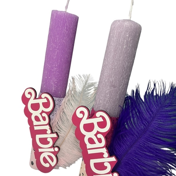 Πασχαλινή λαμπάδα κορίτσι Barbie purple - κορίτσι, λαμπάδες, με ξύλινο στοιχείο - 2