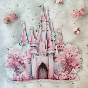 Ροζ λαμπάδα με πριγκίπισσα και διακοσμητικό τοίχου ροζ κάστρο - κορίτσι, λουλούδια, λαμπάδες, σετ, πριγκίπισσες - 4