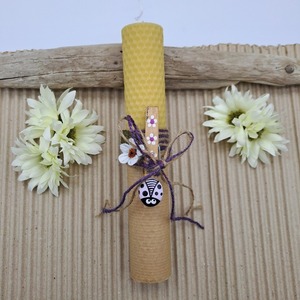 "Purple Ladybug" Λαμπάδα Μελισσοκέρι με Μαγνητάκι 20x3cm - κορίτσι, λουλούδια, λαμπάδες, για ενήλικες, για εφήβους - 2